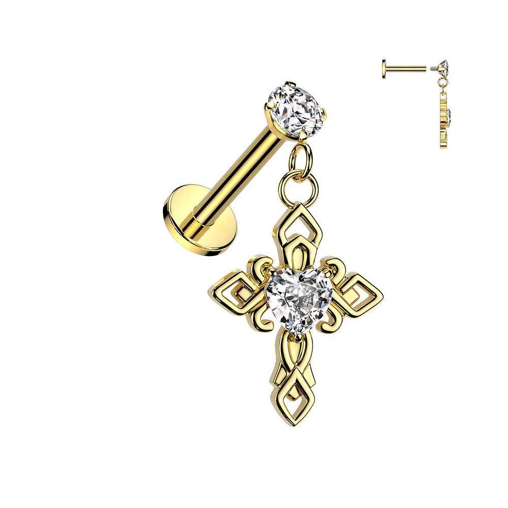 PREMIUM Claw-Set Crystal Cross Dangle Flat Back 16g