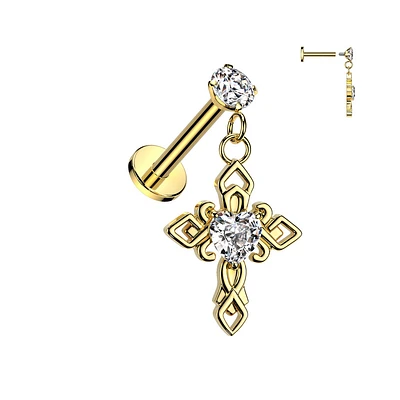 PREMIUM Claw-Set Crystal Cross Dangle Flat Back 16g