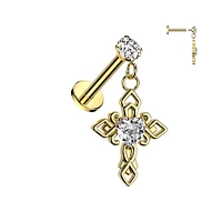 PREMIUM Claw-Set Crystal Cross Dangle Flat Back 16g