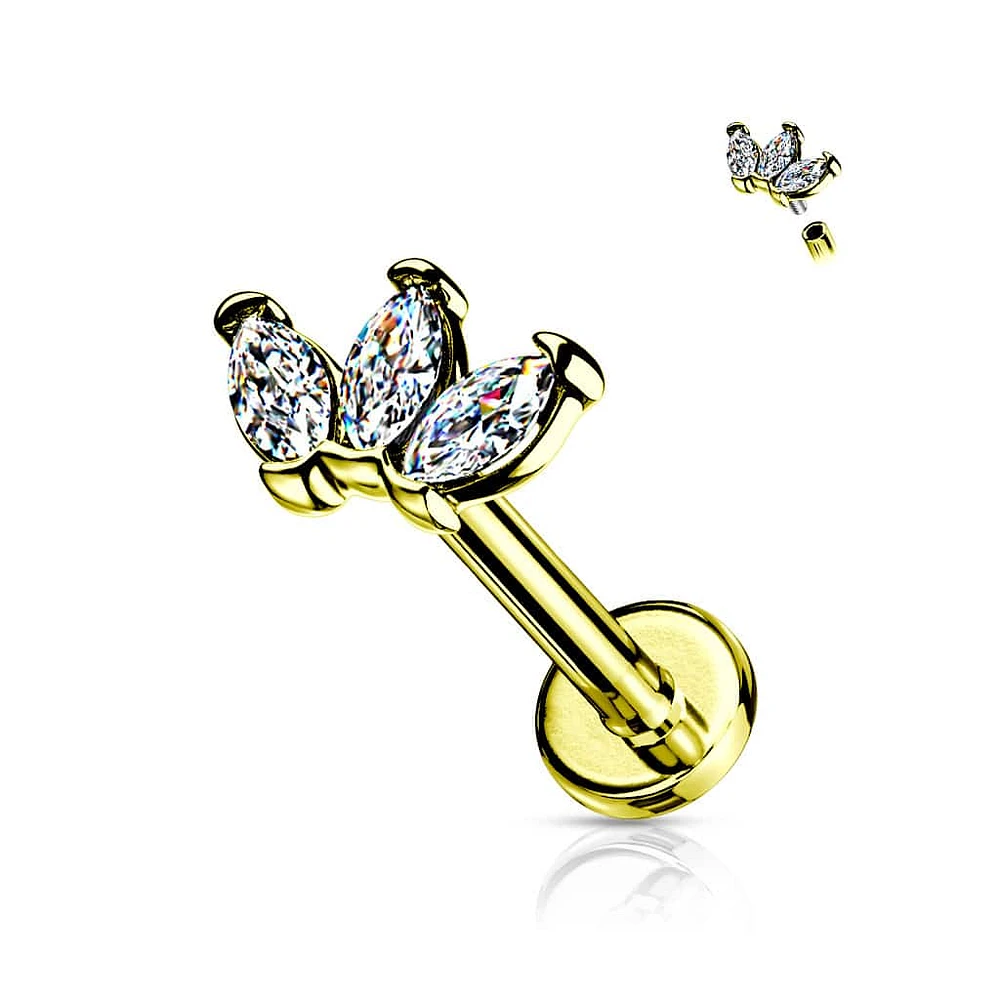 PREMIUM Triple Marquise Crystal Flat Back 16g