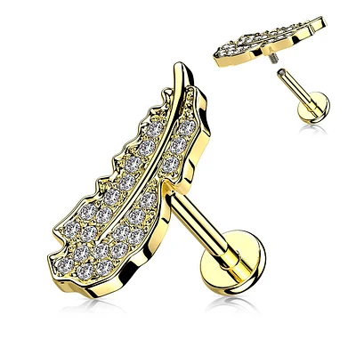 PREMIUM Crystal Feather Curve Flat Back 16g