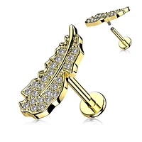 PREMIUM Crystal Feather Curve Flat Back 16g