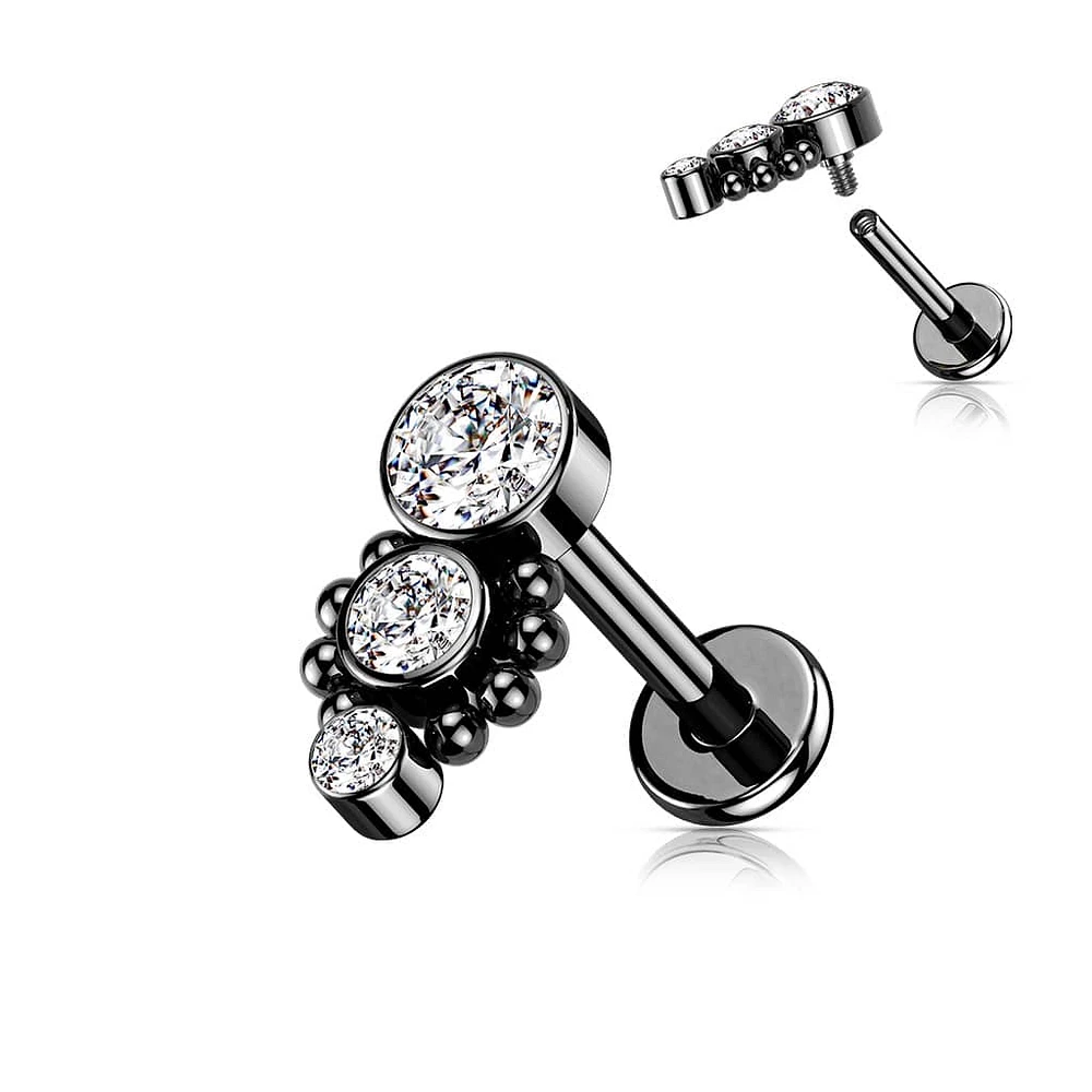 PREMIUM Tiered Crystal + Dotwork Flat Back 16g