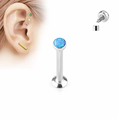 PREMIUM Surgical Steel + Opal Flat Back 16g