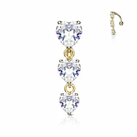 3 Tier Heart Inverted Navel Dangle 14g