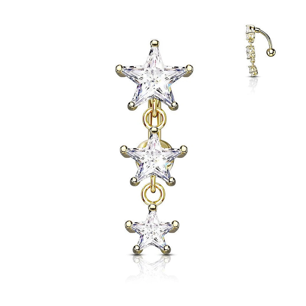 3 Tier Star Inverted Navel Dangle 14g