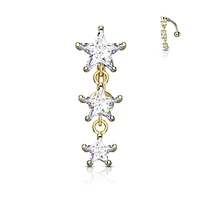 3 Tier Star Inverted Navel Dangle 14g