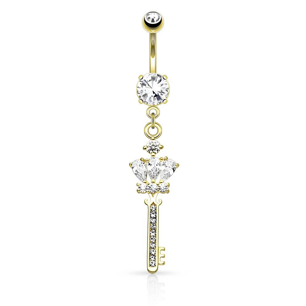 Crystal Key Navel Dangle 14g