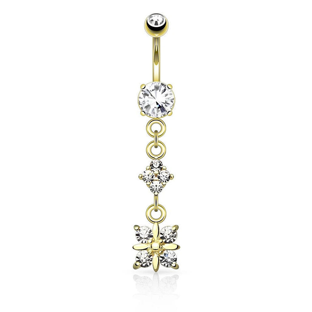 Crystal Quadrant Navel Dangle 14g
