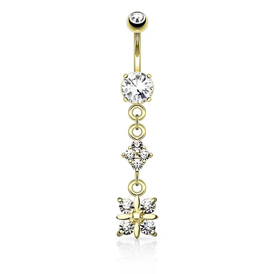 Crystal Quadrant Navel Dangle 14g