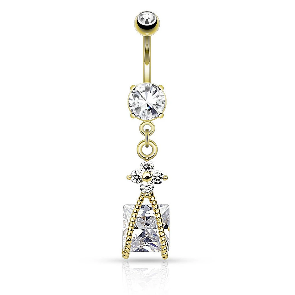 Wrapped Square Crystal Navel Dangle 14g