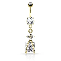 Wrapped Square Crystal Navel Dangle 14g