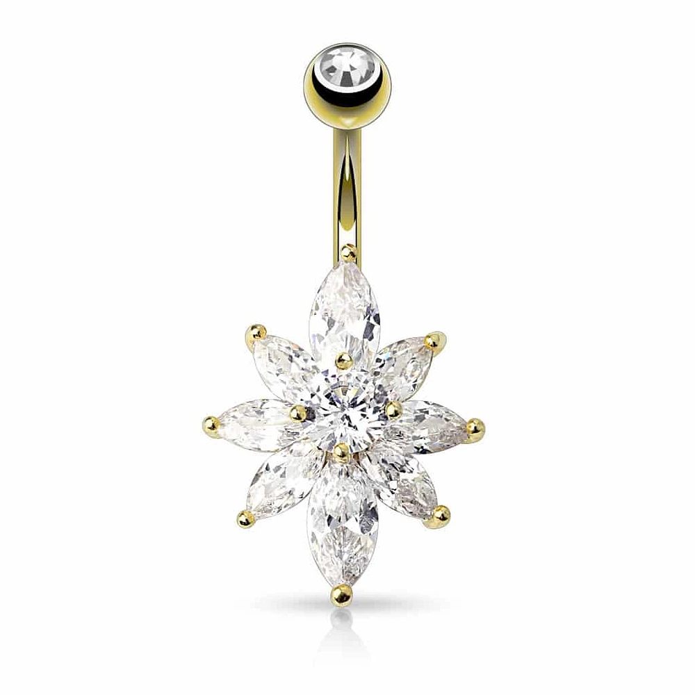 Marquise Cluster Navel Barbell 14g