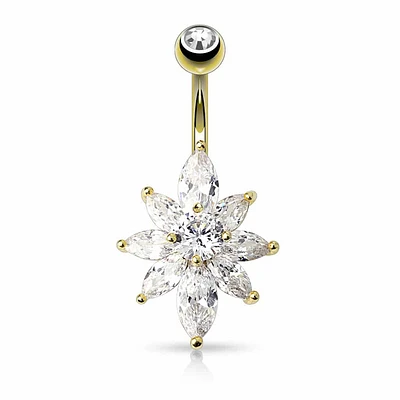 Marquise Cluster Navel Barbell 14g