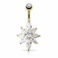 Marquise Cluster Navel Barbell 14g
