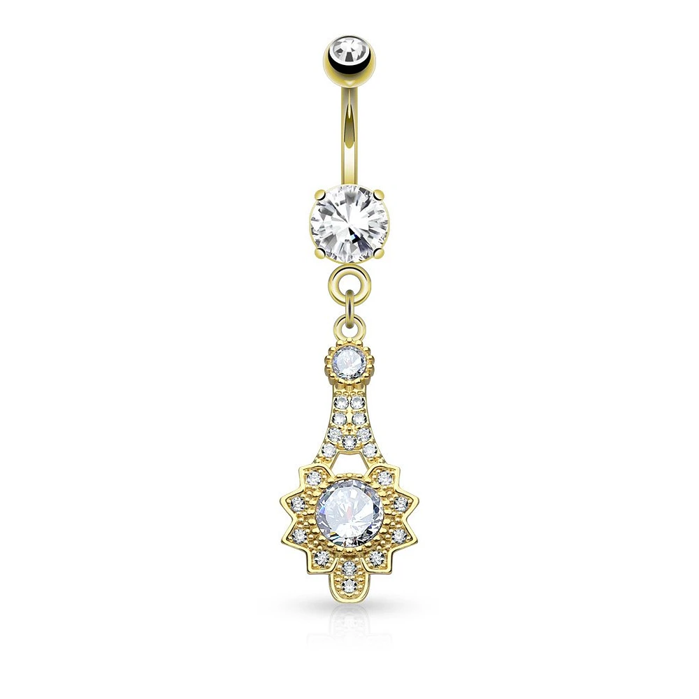 Filigree Fan Navel Dangle 14g