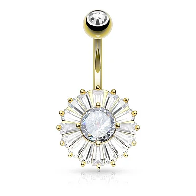 Round Flower Navel Barbell 14g