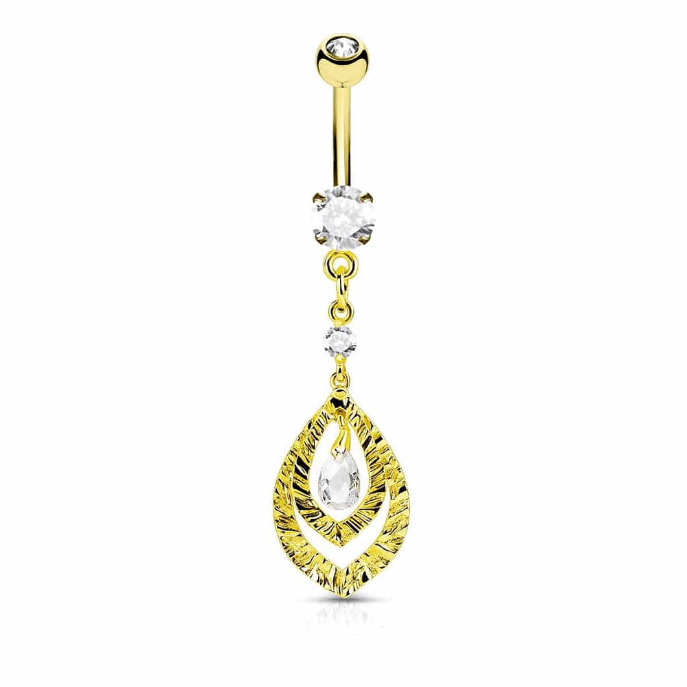 Double Layer Teardrop + Crystal Navel Dangle 14g