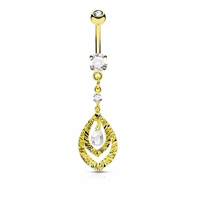 Double Layer Teardrop + Crystal Navel Dangle 14g