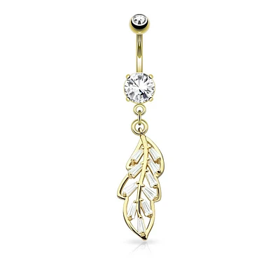 Crystal Feather Navel Dangle 14g