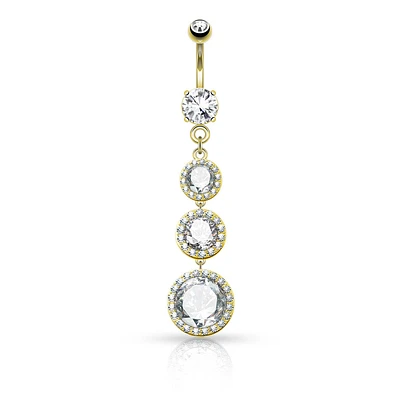 PREMIUM Tiered Crystal Navel Dangle 14g