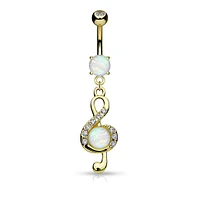 Treble Clef + Opal Navel Dangle 14g