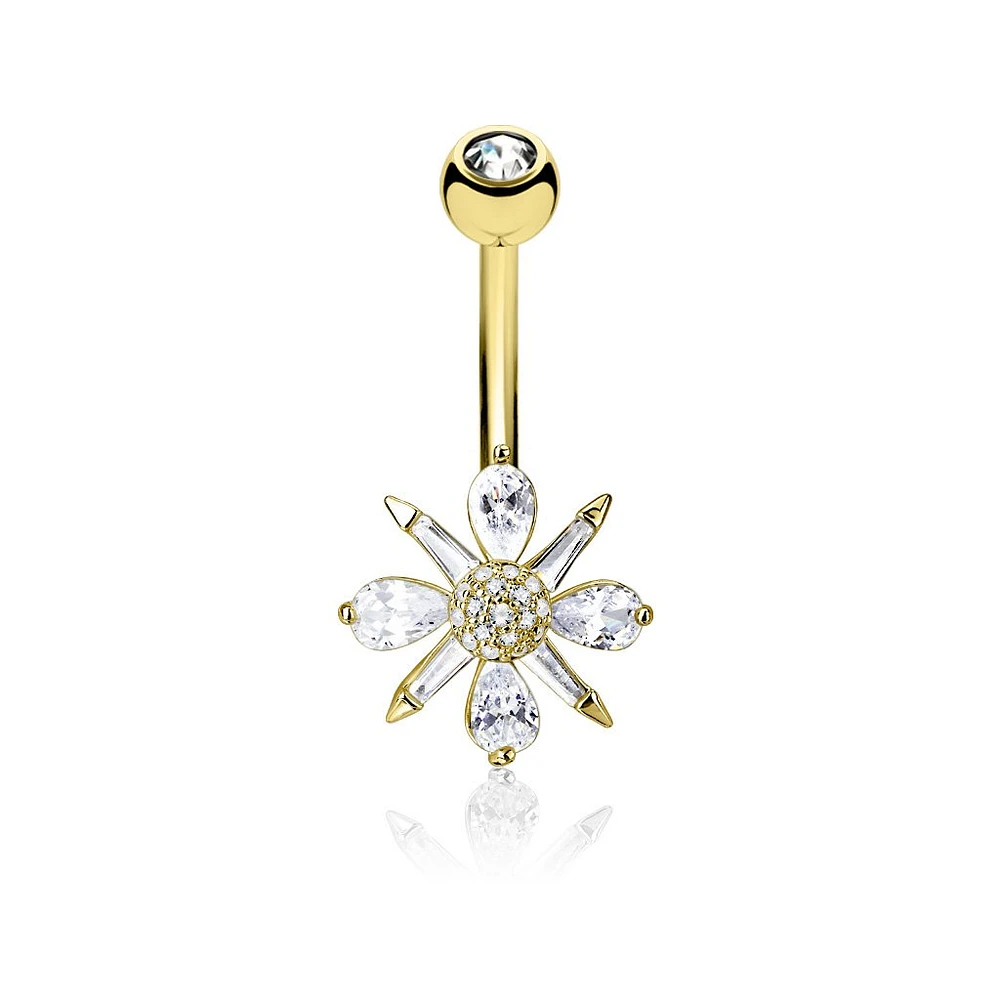 Pointed Flower Navel Barbell 14g