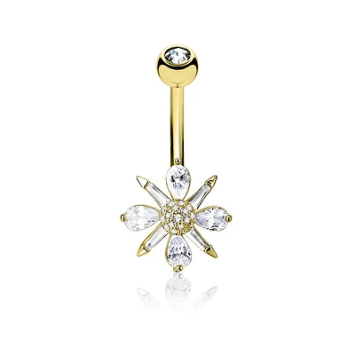 Pointed Flower Navel Barbell 14g