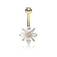 Pointed Flower Navel Barbell 14g