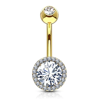 Round Halo Navel Barbell 14g