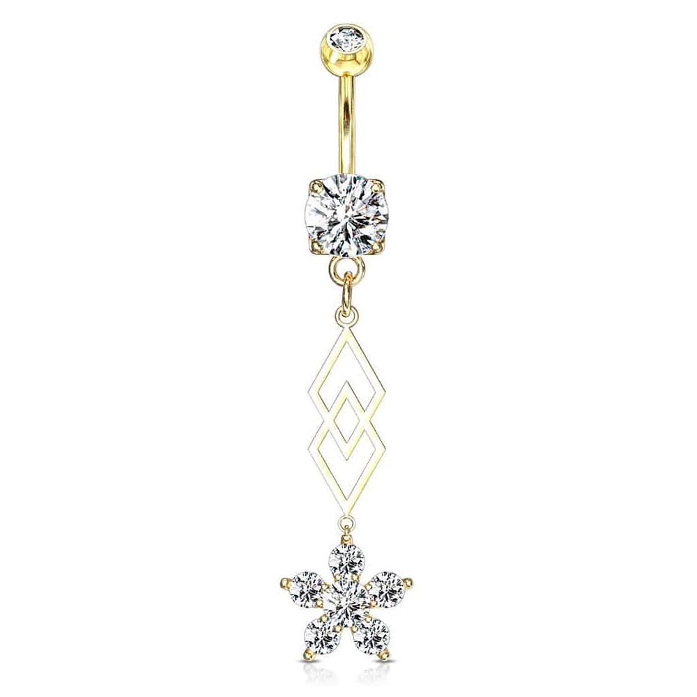 Geometric Chain + Lily Navel Dangle 14g