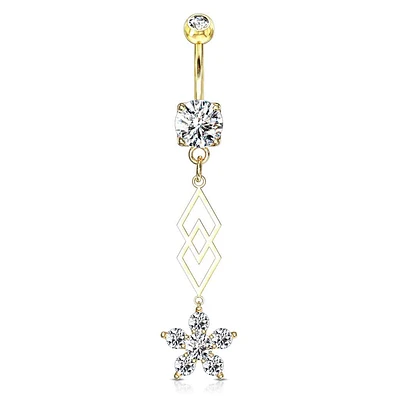 Geometric Chain + Lily Navel Dangle 14g