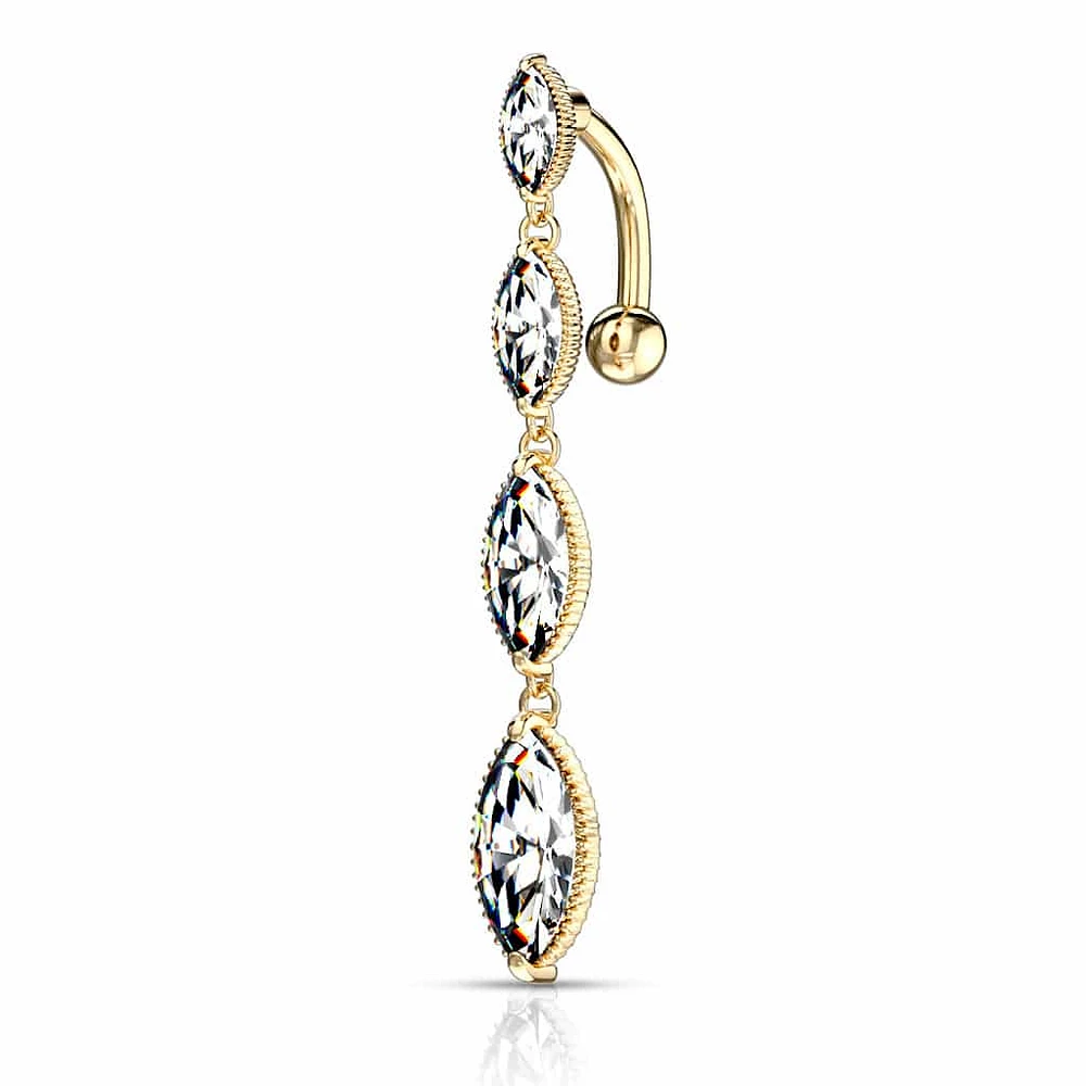 Tiered Oval Inverted Navel Dangle 14g