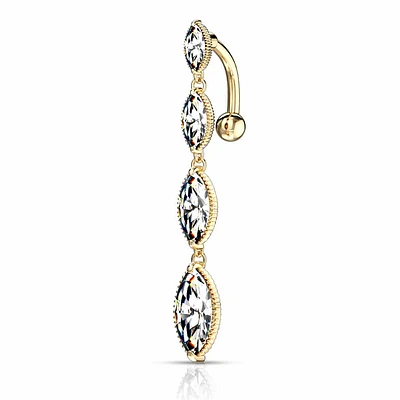 Tiered Oval Inverted Navel Dangle 14g