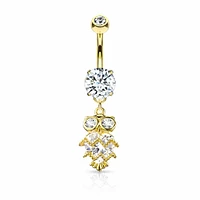Heart Crystal Owl Navel Dangle 14g
