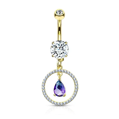 PREMIUM Tear Drop Ring Navel Dangle 14g