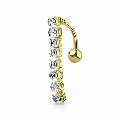 Square Chain Inverted Navel Dangle 14g
