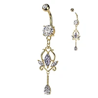 PREMIUM Crystal Marquise Dangle Navel 14g