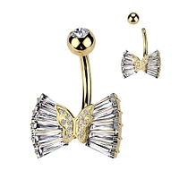 Butterfly Flare Crystal Navel Barbell 14g