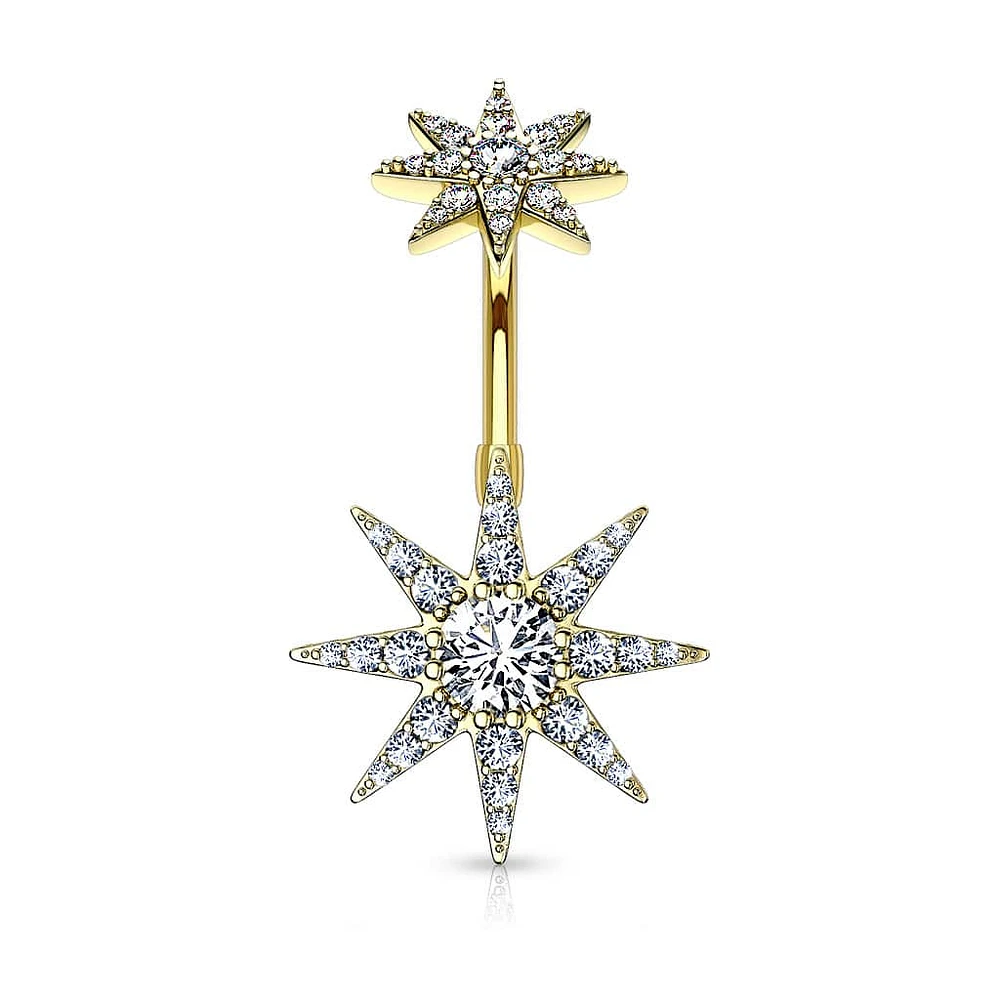 Double Starburst Navel Barbell 14g