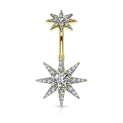 Double Starburst Navel Barbell 14g