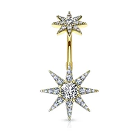 Double Starburst Navel Barbell 14g
