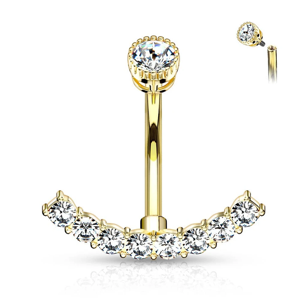 Crystal Curve Navel Barbell 14g