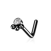 PREMIUM Bezel-set Crystal + Dotwork Nose Pin 20g