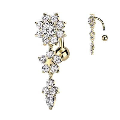 Tiered Flower Inverted Navel Dangle 14g