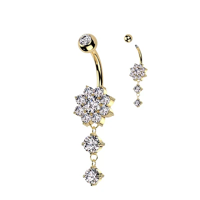 Blooming Crystal Flower Chain Navel Dangle 14g