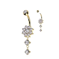 Blooming Crystal Flower Chain Navel Dangle 14g
