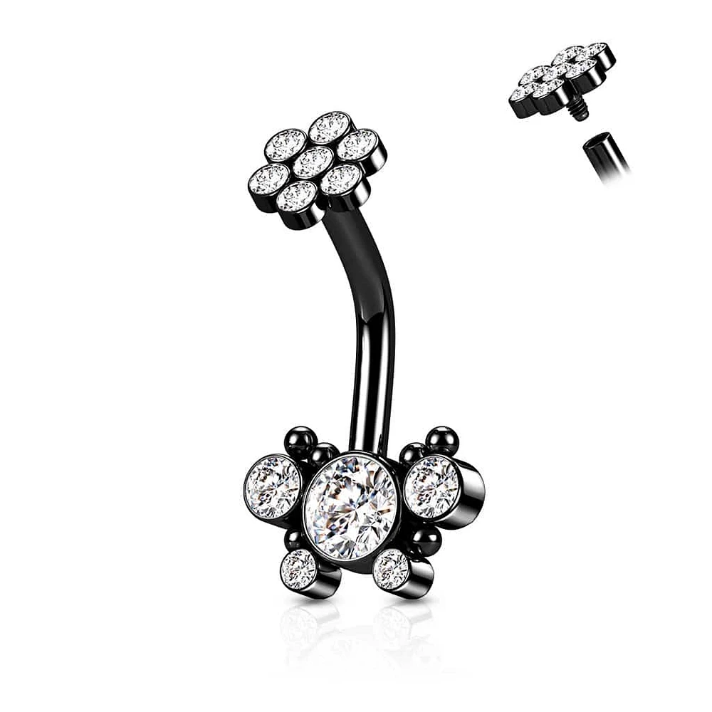 PREMIUM Dotwork Butterfly Navel Barbell 14g