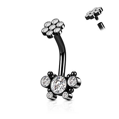 PREMIUM Dotwork Butterfly Navel Barbell 14g