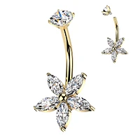 Claw-Set Five Petal Flower Navel Barbell 14g